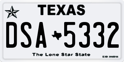 TX license plate DSA5332