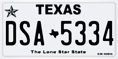TX license plate DSA5334