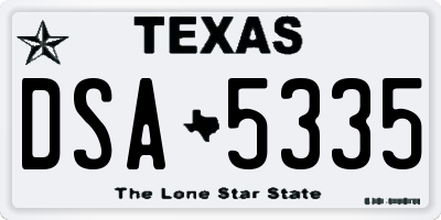 TX license plate DSA5335