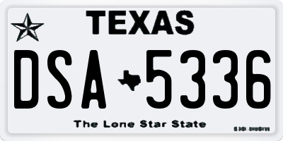 TX license plate DSA5336