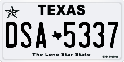 TX license plate DSA5337