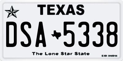 TX license plate DSA5338