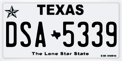 TX license plate DSA5339
