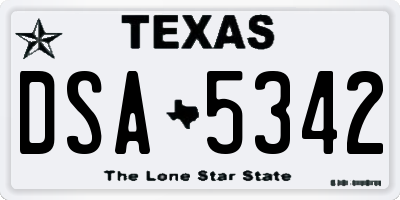 TX license plate DSA5342