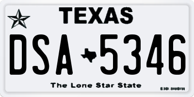 TX license plate DSA5346