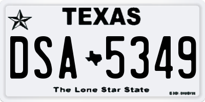 TX license plate DSA5349