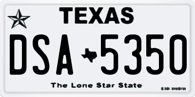 TX license plate DSA5350