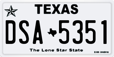 TX license plate DSA5351