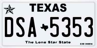 TX license plate DSA5353