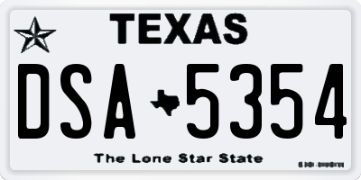 TX license plate DSA5354