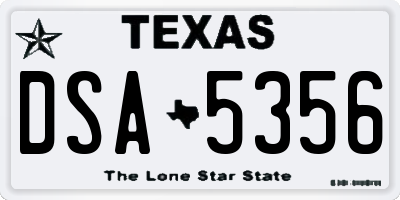 TX license plate DSA5356