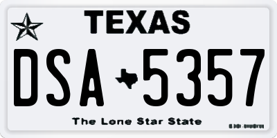 TX license plate DSA5357