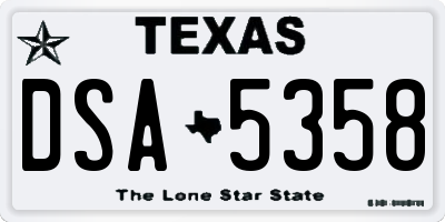 TX license plate DSA5358
