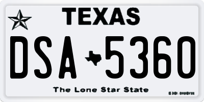 TX license plate DSA5360