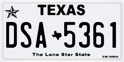 TX license plate DSA5361