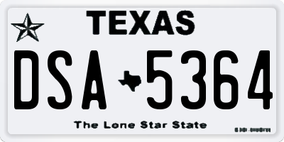 TX license plate DSA5364