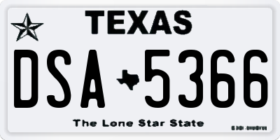 TX license plate DSA5366
