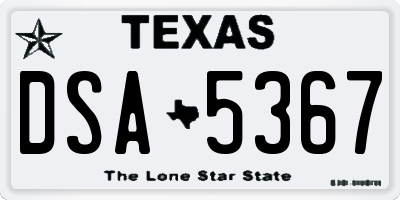 TX license plate DSA5367