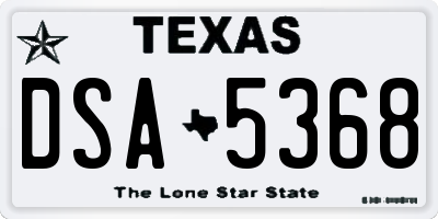 TX license plate DSA5368
