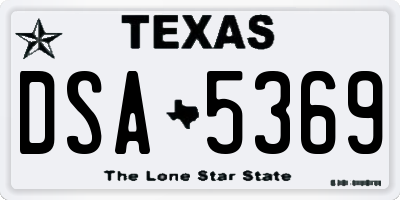 TX license plate DSA5369