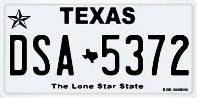 TX license plate DSA5372