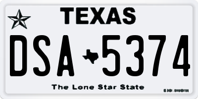 TX license plate DSA5374