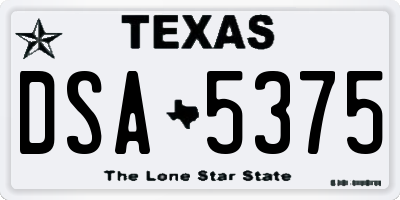 TX license plate DSA5375