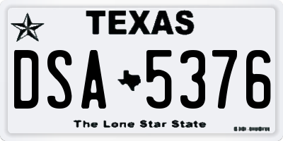 TX license plate DSA5376