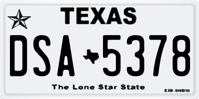TX license plate DSA5378