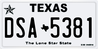 TX license plate DSA5381