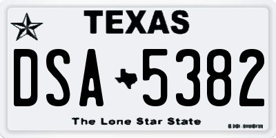 TX license plate DSA5382