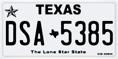 TX license plate DSA5385