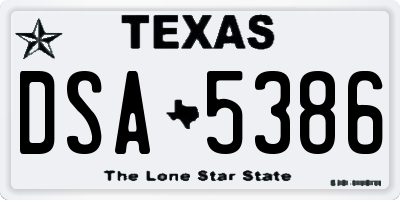 TX license plate DSA5386