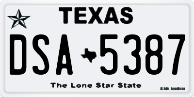 TX license plate DSA5387