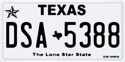 TX license plate DSA5388