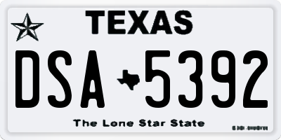 TX license plate DSA5392