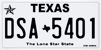 TX license plate DSA5401
