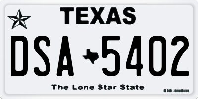 TX license plate DSA5402