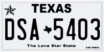 TX license plate DSA5403