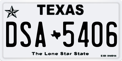 TX license plate DSA5406