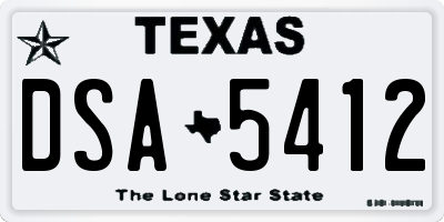 TX license plate DSA5412