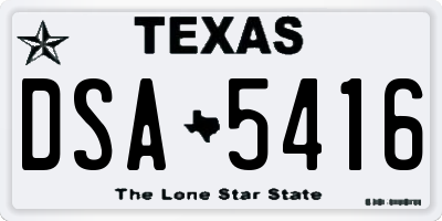 TX license plate DSA5416