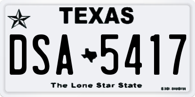 TX license plate DSA5417