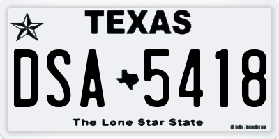 TX license plate DSA5418