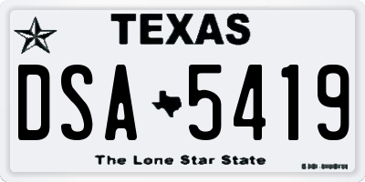 TX license plate DSA5419