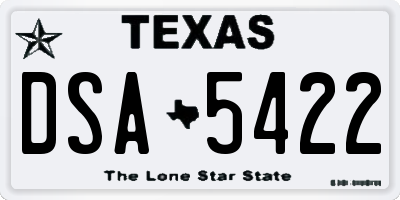 TX license plate DSA5422
