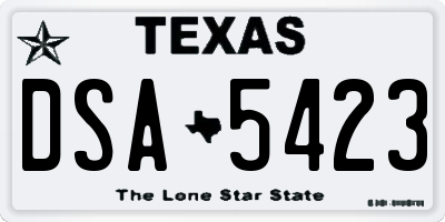 TX license plate DSA5423
