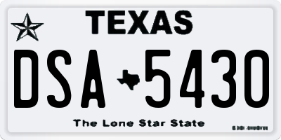 TX license plate DSA5430