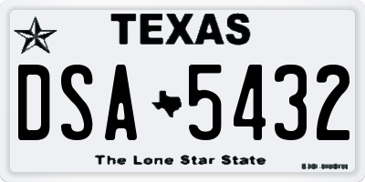 TX license plate DSA5432