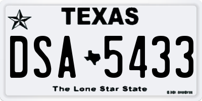 TX license plate DSA5433
